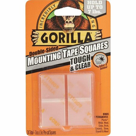 GORILLA GLUE 1 In. x 1 In. 7 Lb. Capacity Permanent Clear Mounting Squares, 24PK 6067202